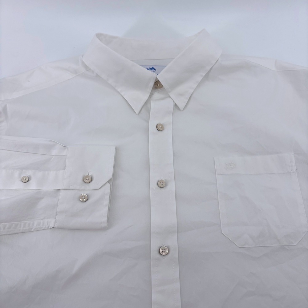 Southern Tide Mens XXL White Coolmax Stretch Long Sleeve Button Down Shirt